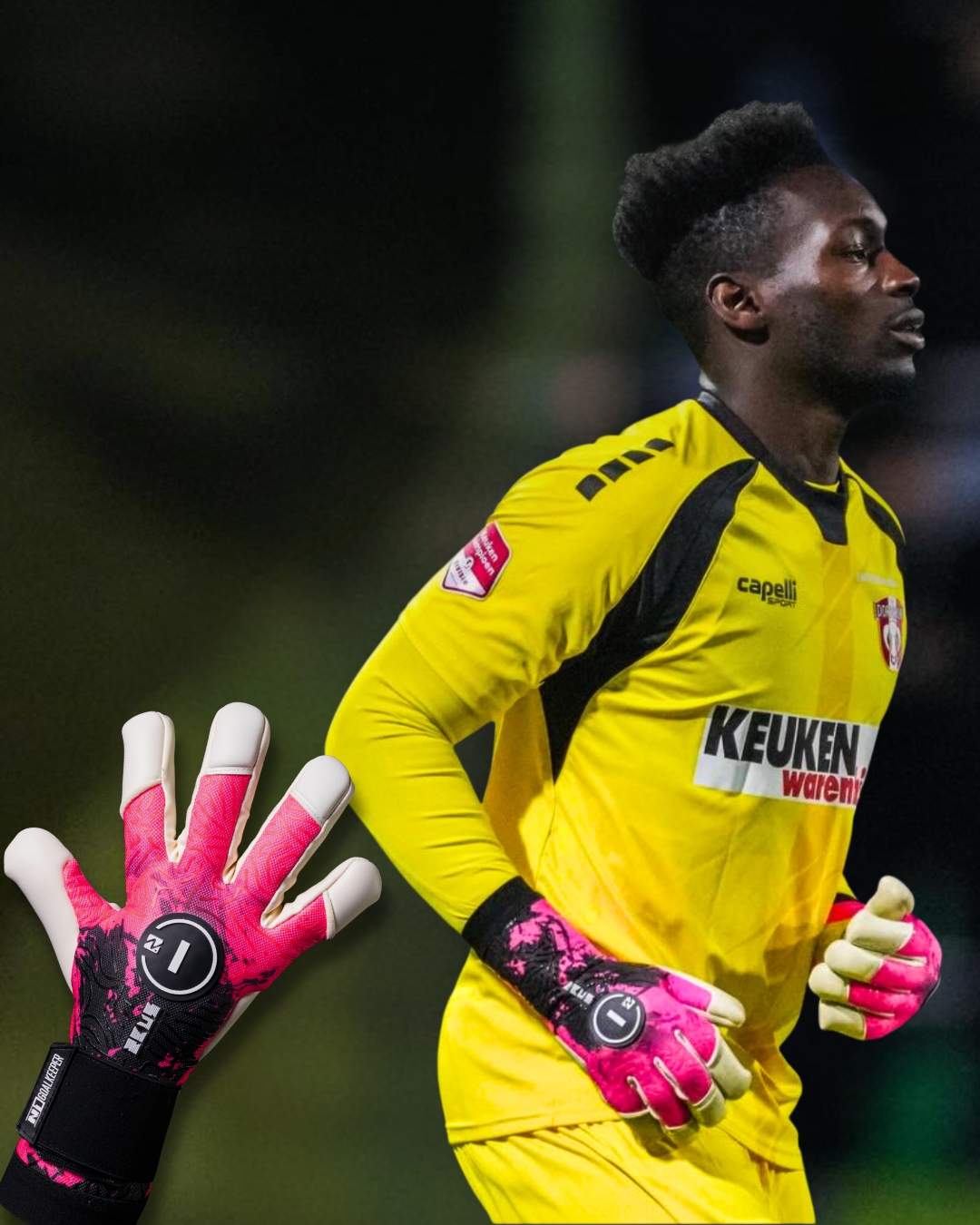 Celton Biai draagt N1 Goalkeeper Gloves